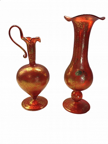 Pair of Murano blown glass jugs, 1970s