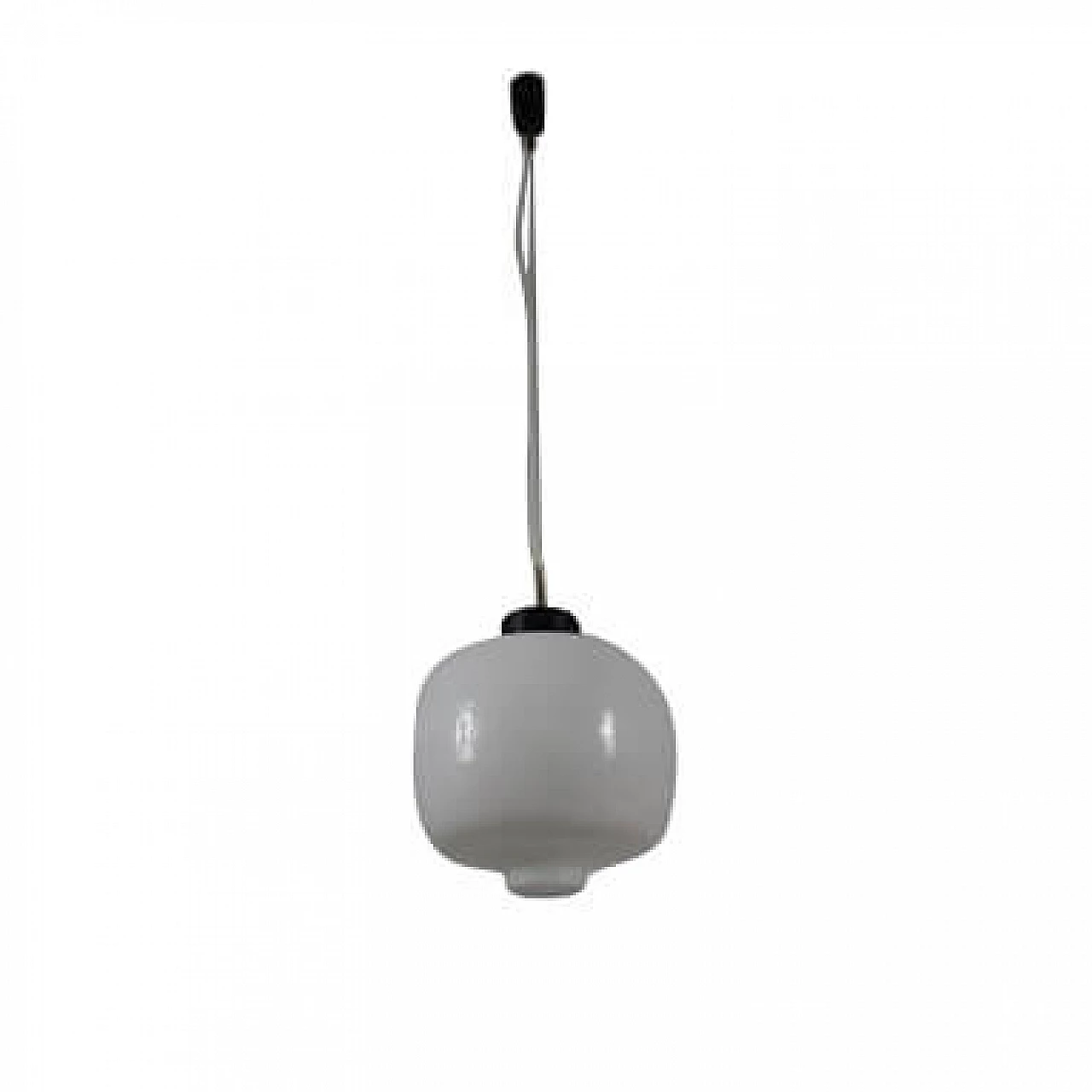 Lampadario in ottone, metallo e vetro opalino, anni '50 12