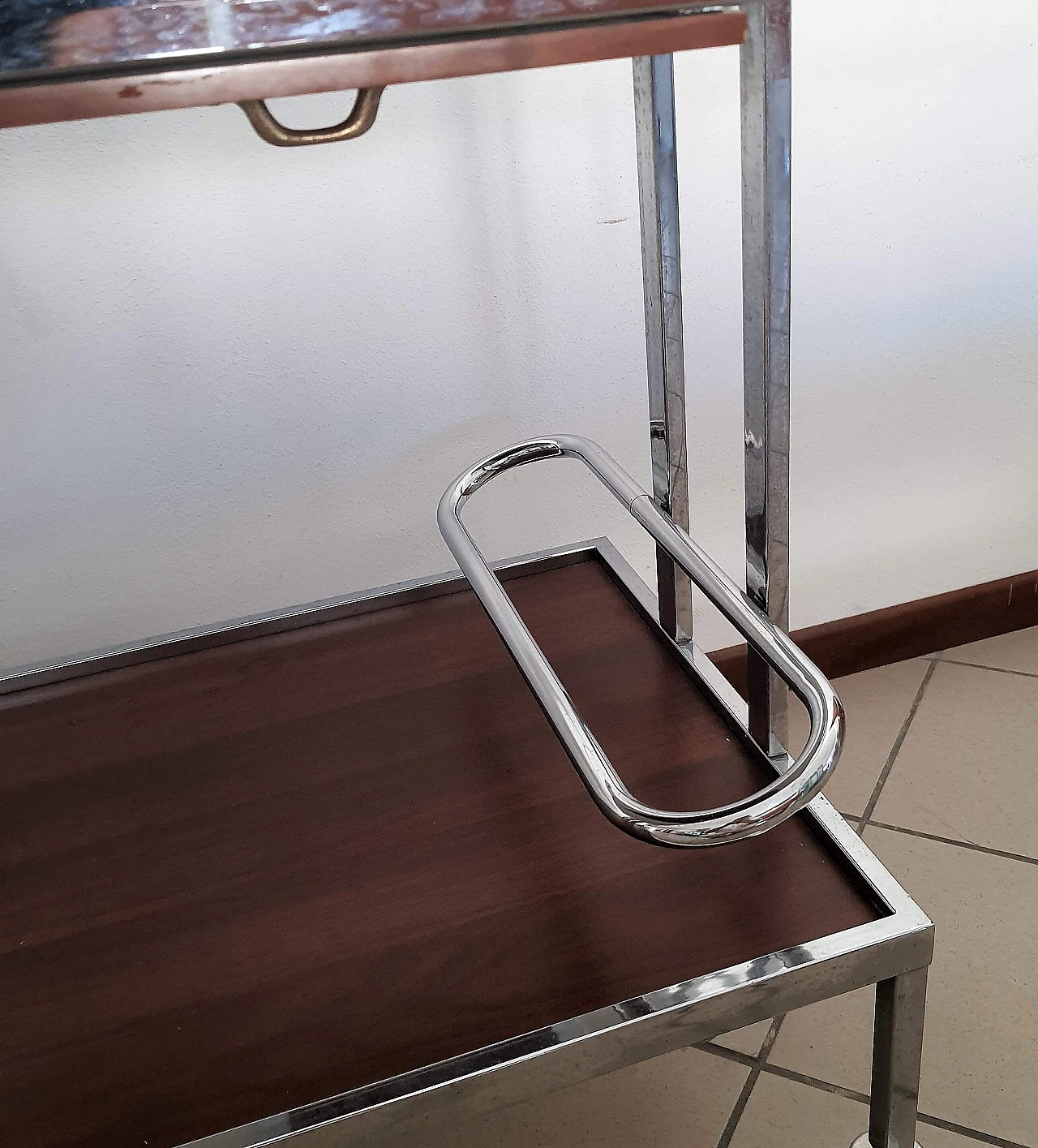 Industrial metal and plexiglass trolley, 1970s 5