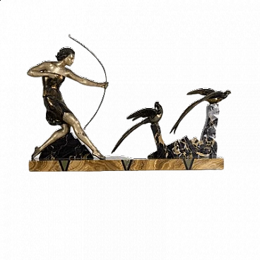 Scultura francese in marmo e bronzo di Uriano, primo '900