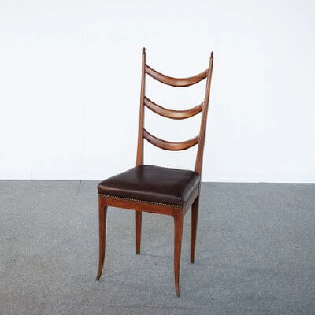 6 Chairs in wood and leather by Osvaldo Borsani, 1950s 2