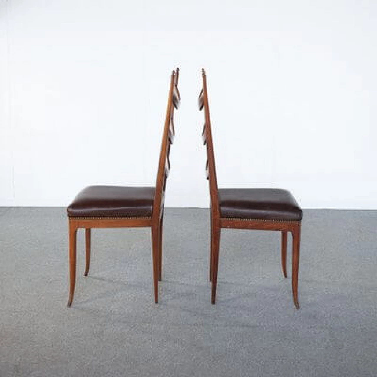 6 Chairs in wood and leather by Osvaldo Borsani, 1950s 3