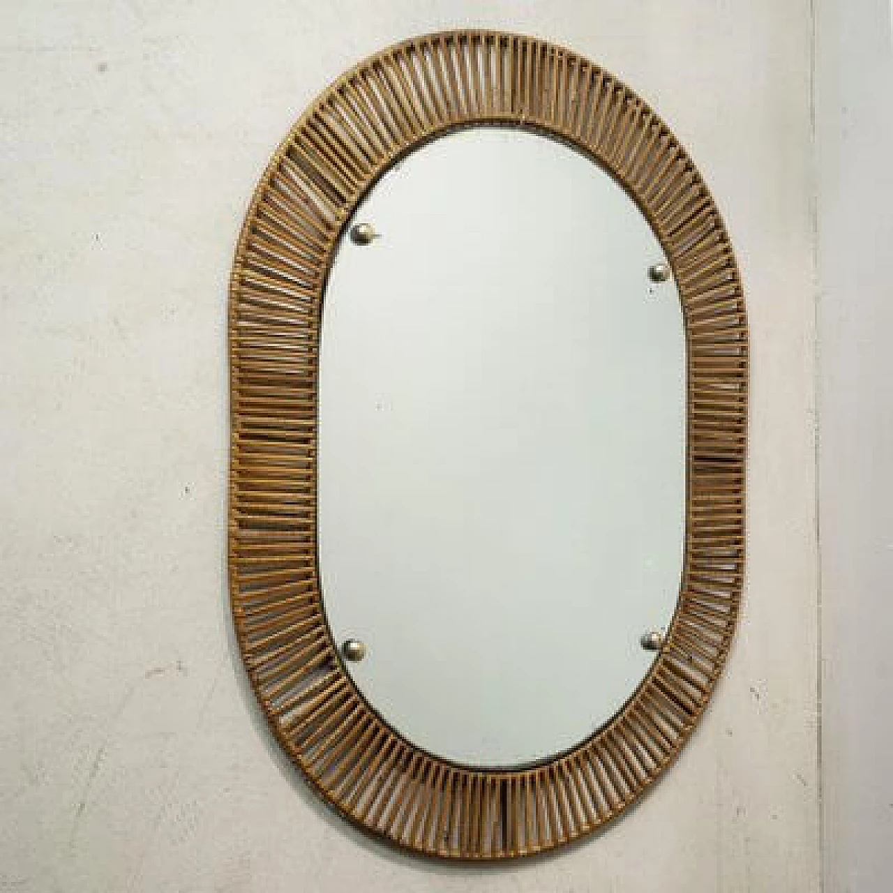 Mirror with rattan frame, 1950s 1