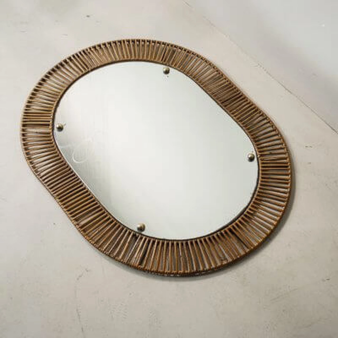 Mirror with rattan frame, 1950s 2