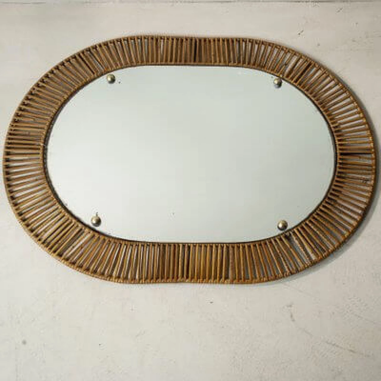 Mirror with rattan frame, 1950s 4
