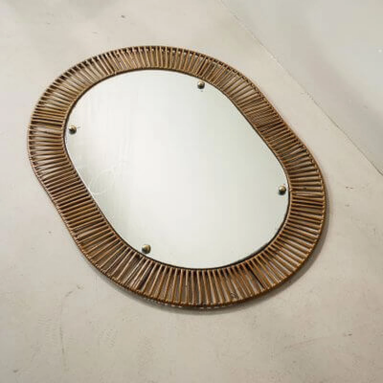 Mirror with rattan frame, 1950s 6