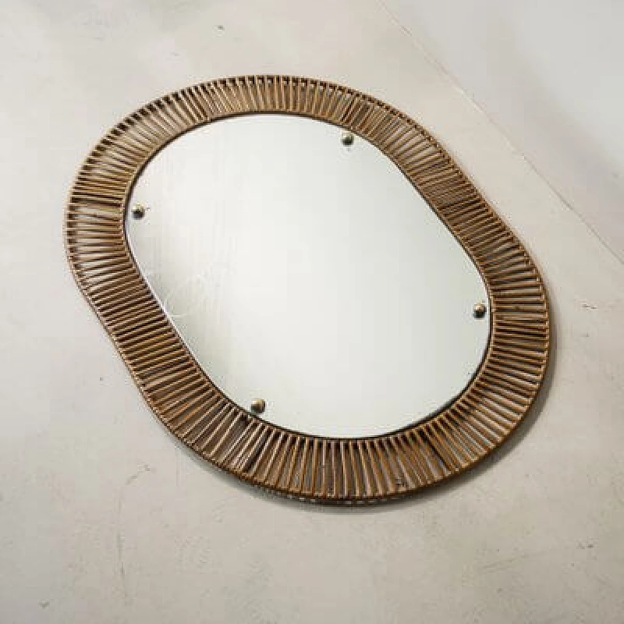 Mirror with rattan frame, 1950s 7