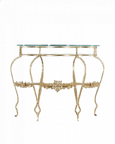 Gilt iron and glass console table, 1950s