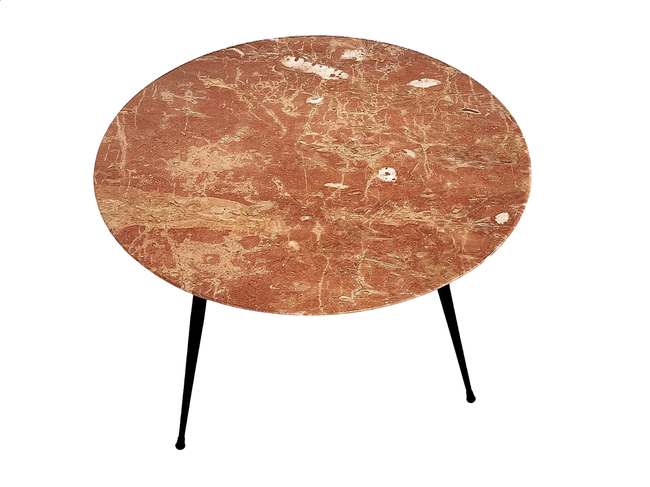 Coffee table with round red marble top, 1950s 13