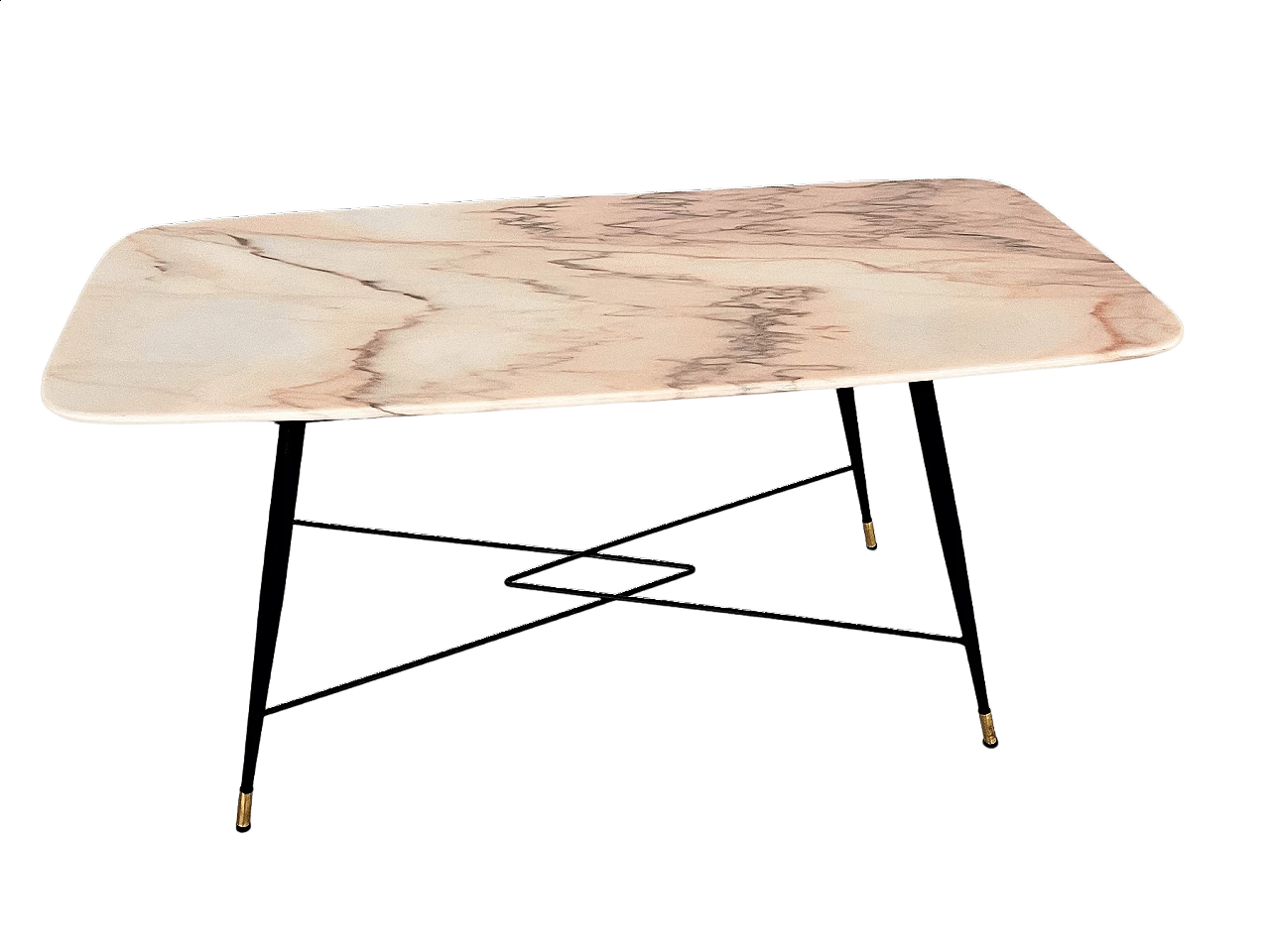 Tavolino con piano in marmo rosa Portogallo, anni '50 11