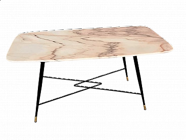 Small table with pink Portugal marble top, 1950s