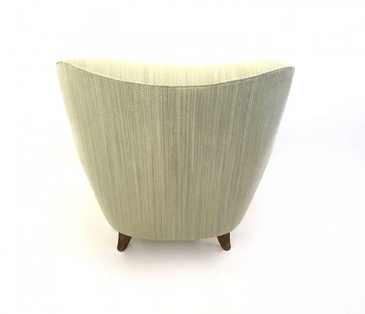 Coppia di poltrone verde chiaro con struttura in legno, anni '50 5