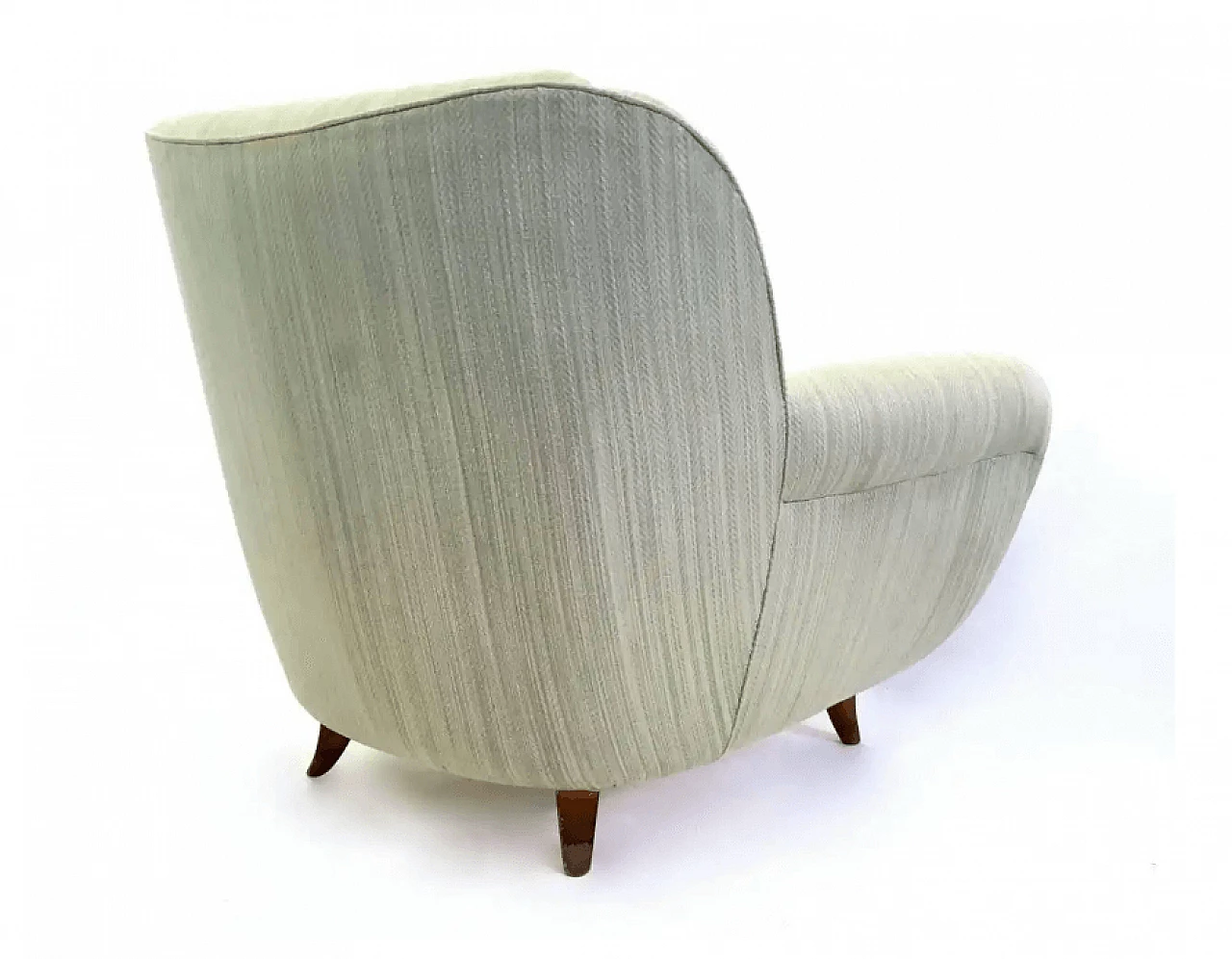 Coppia di poltrone verde chiaro con struttura in legno, anni '50 6