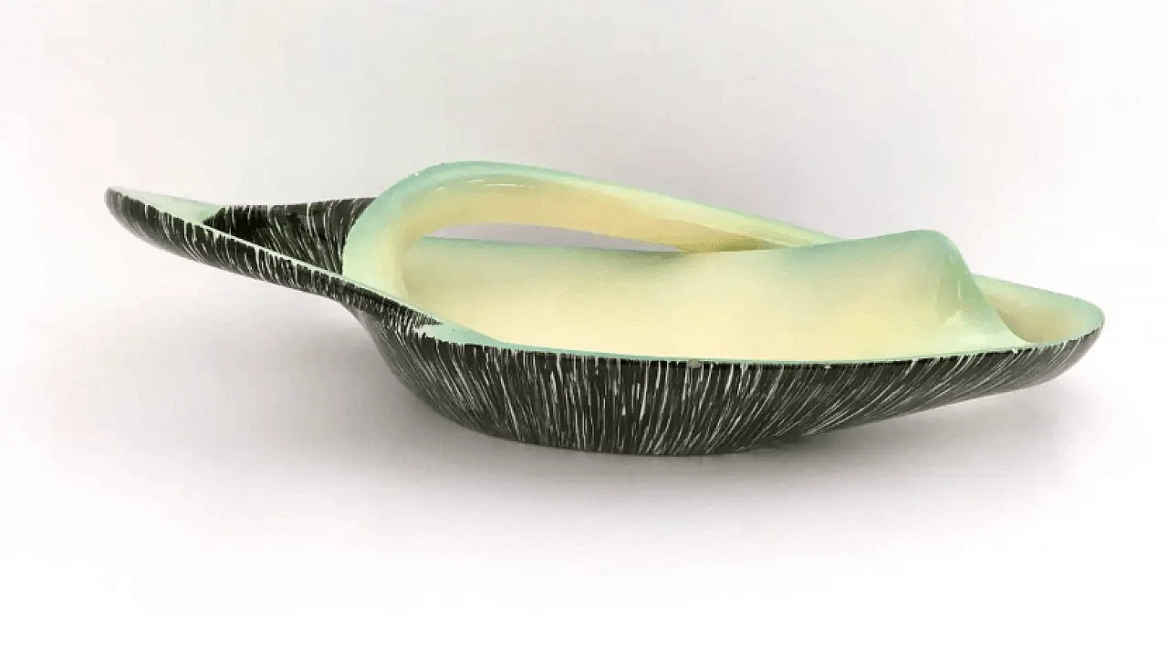 Black, yellow and green ceramic centrepiece by Vibi, 1950s 4