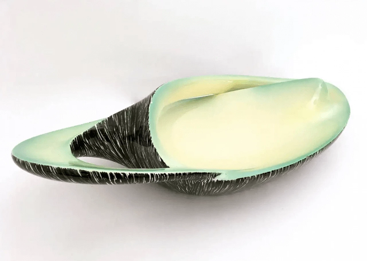 Black, yellow and green ceramic centrepiece by Vibi, 1950s 6
