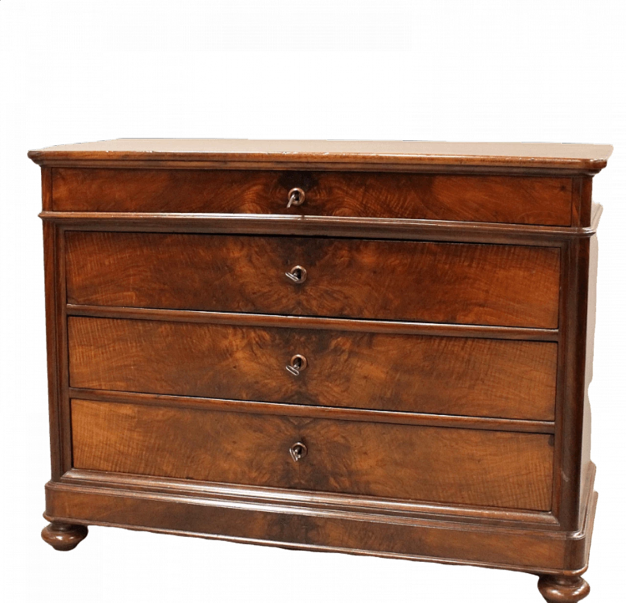 Comò Luigi Filippo in legno di noce, primo '800 11