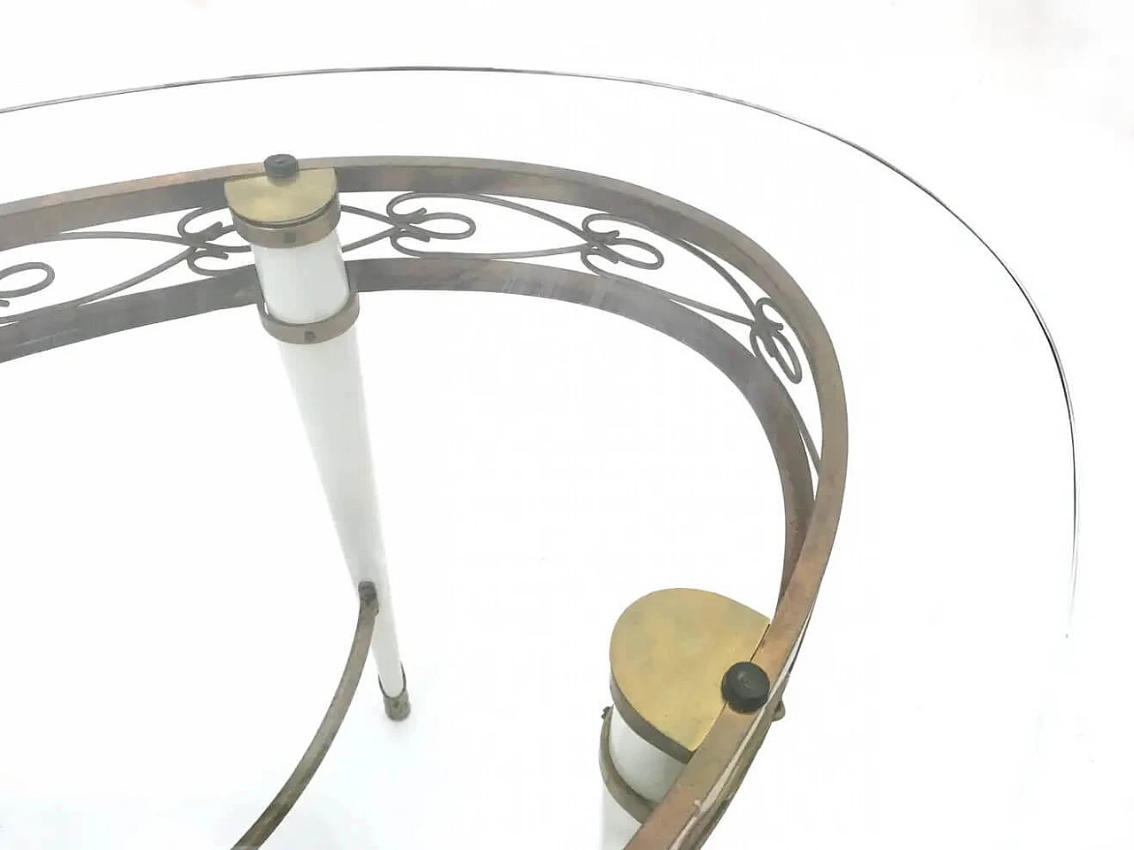 Brass coffee table with oval glass top in the style of Pierluigi Colli, 1950s 7