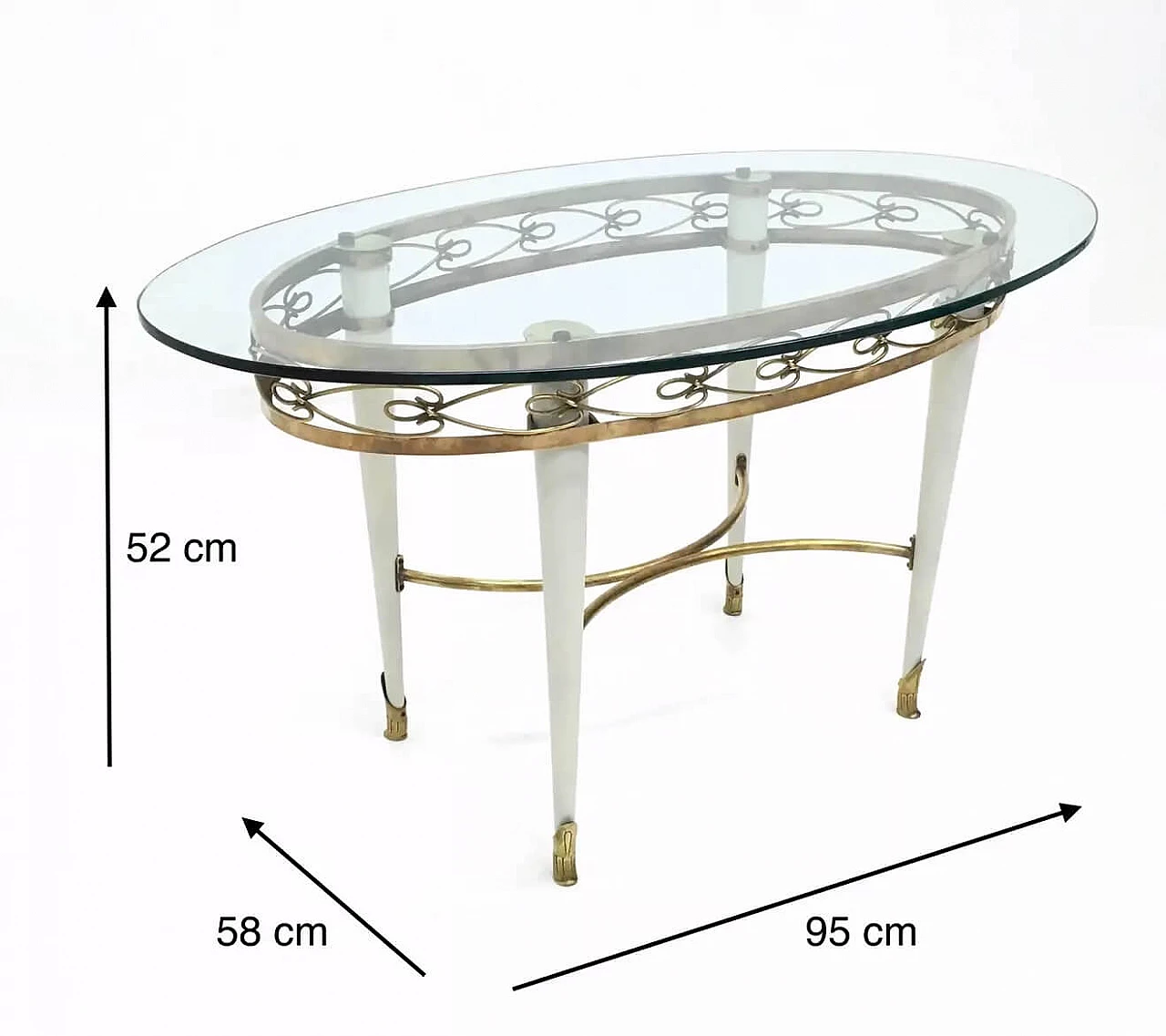 Brass coffee table with oval glass top in the style of Pierluigi Colli, 1950s 13