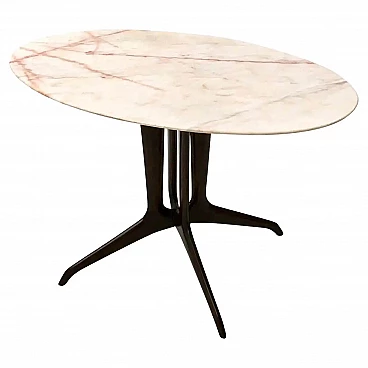Small table with oval marble top by Guglielmo Ulrich, 1950s