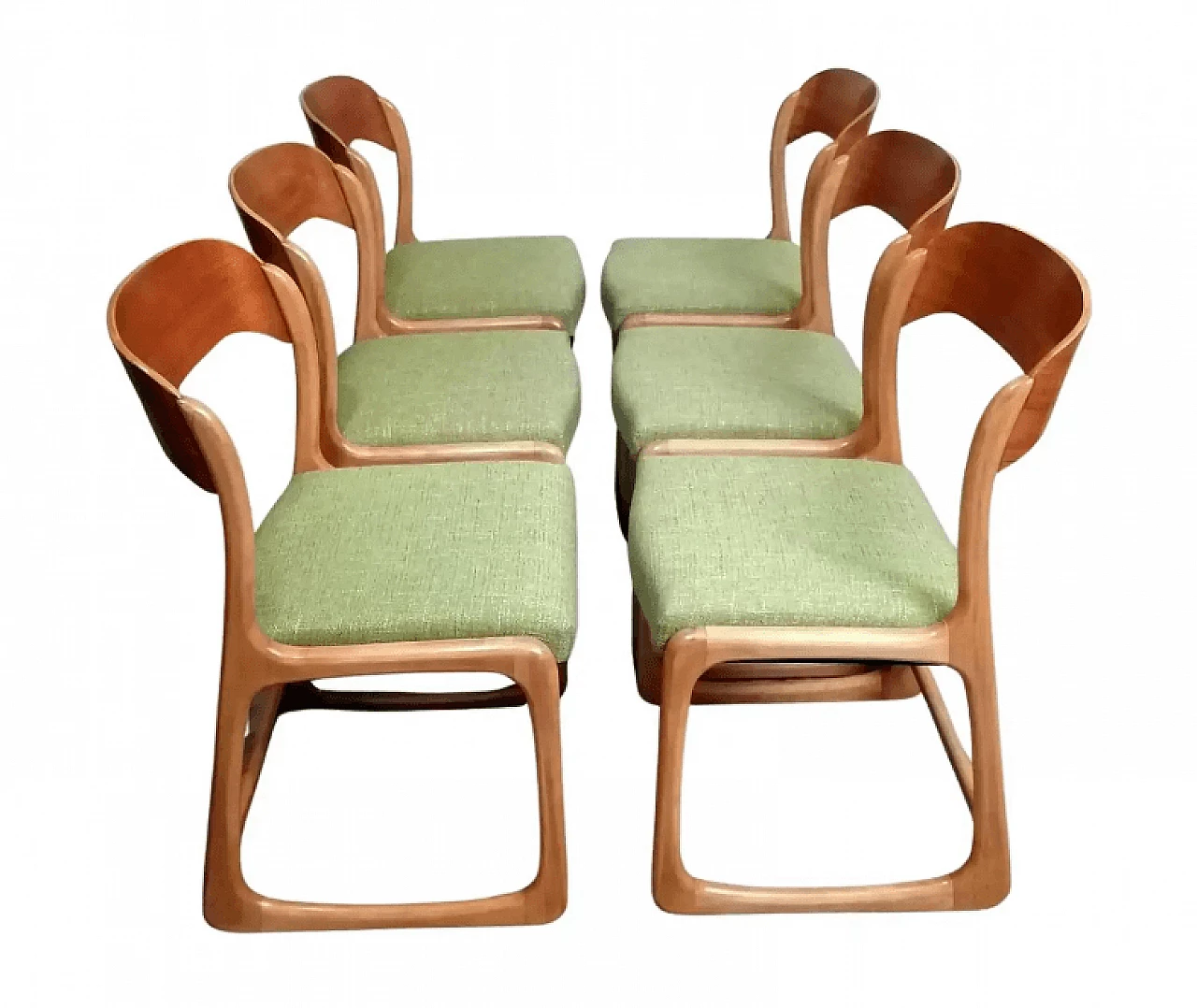 6 French Bèmole chairs in steam bentwood, 1960s 1