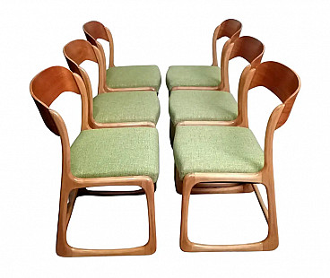 6 French Bèmole chairs in steam bentwood, 1960s
