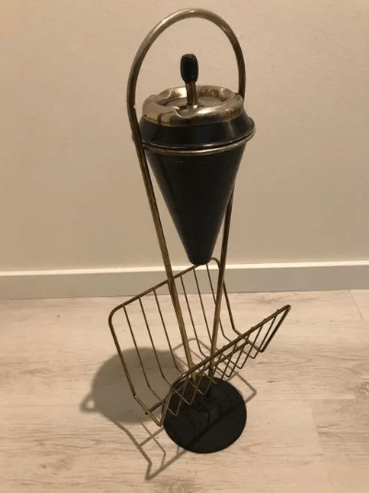 Brass ashtray with magazine rack, 1950s 3