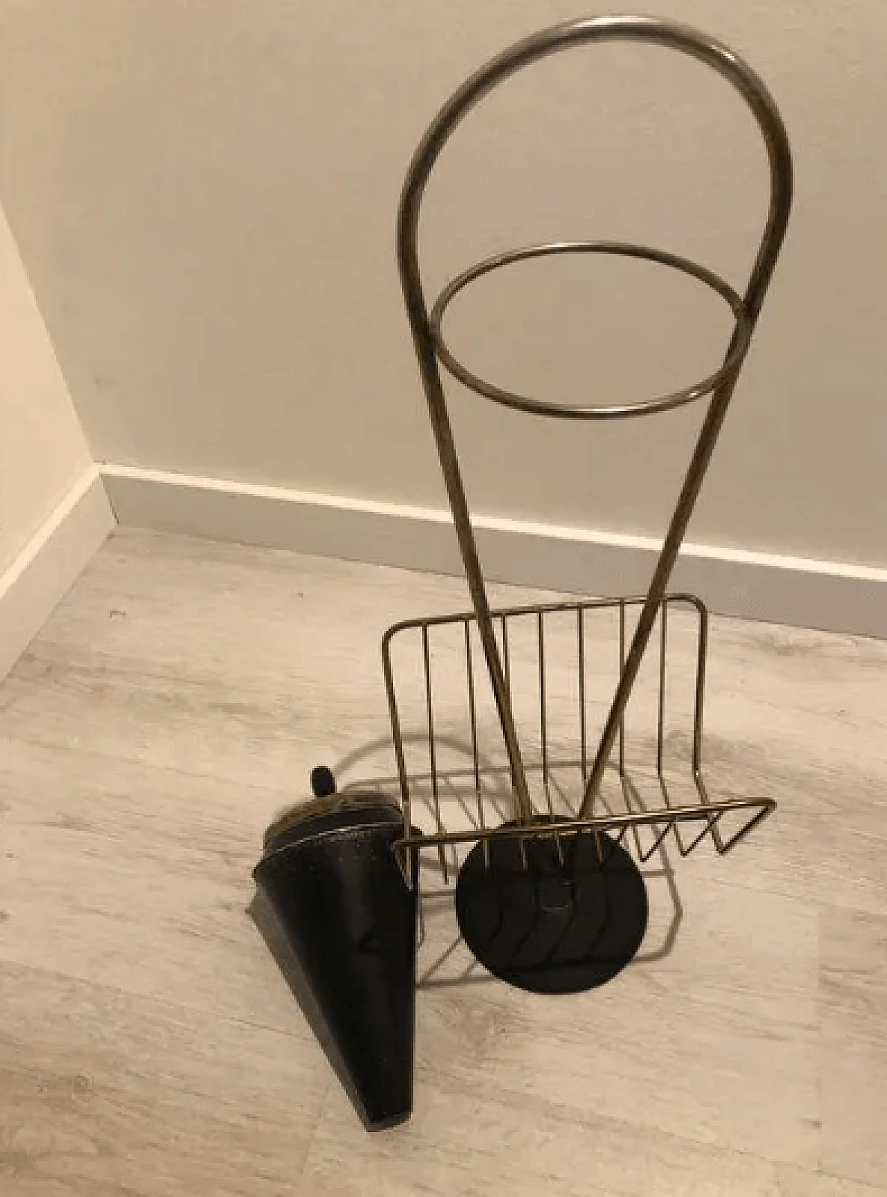 Brass ashtray with magazine rack, 1950s 9