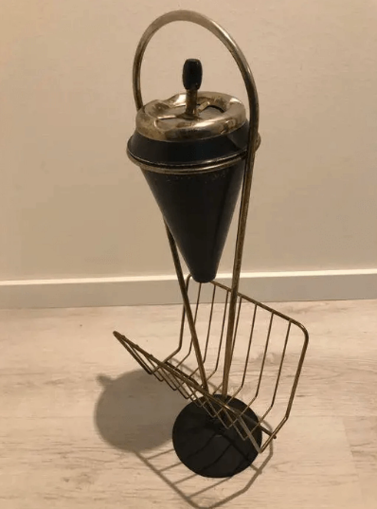 Brass ashtray with magazine rack, 1950s 10