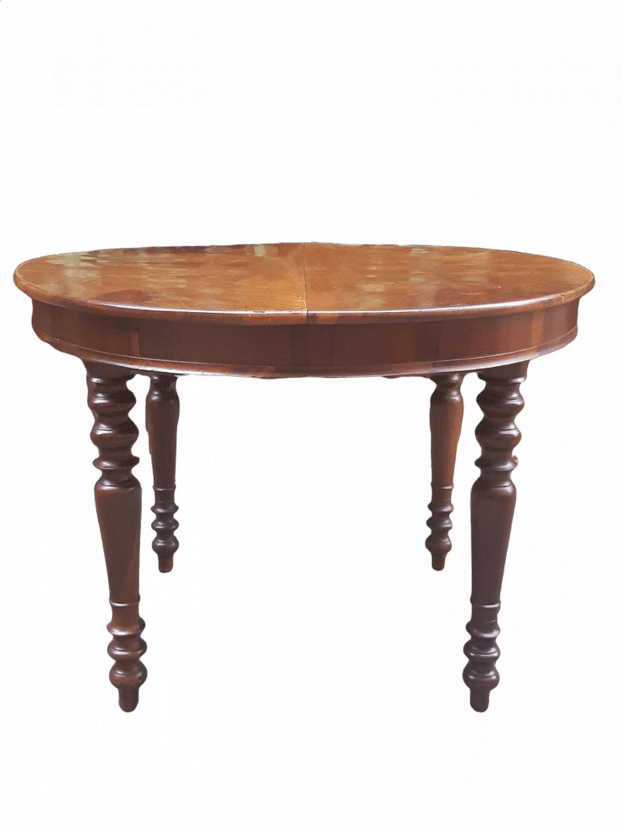 Tavolo rotondo lastronato in noce, '800 5