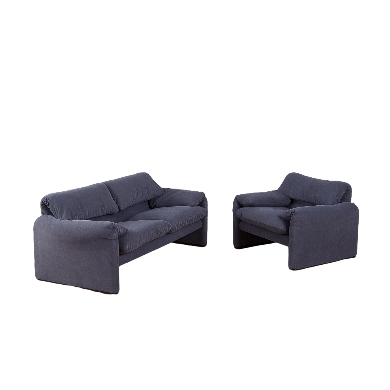 Maralunga sofa and armchair by Vico Magistretti for Cassina, 1980s 31