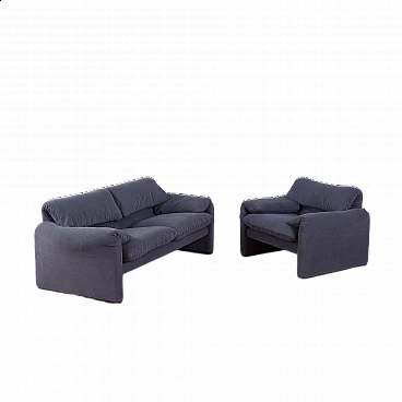 Maralunga sofa and armchair by Vico Magistretti for Cassina, 1980s