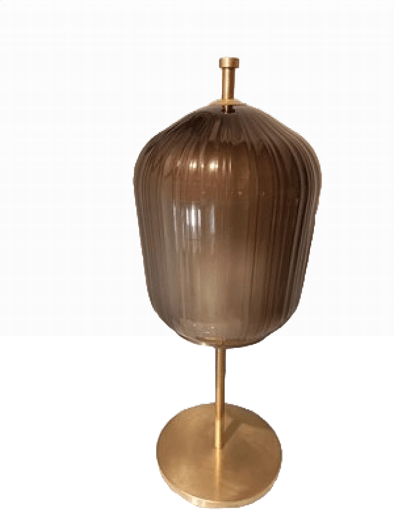 Lampada da terra in ottone satinato e vetro lattimo, anni 2000 8