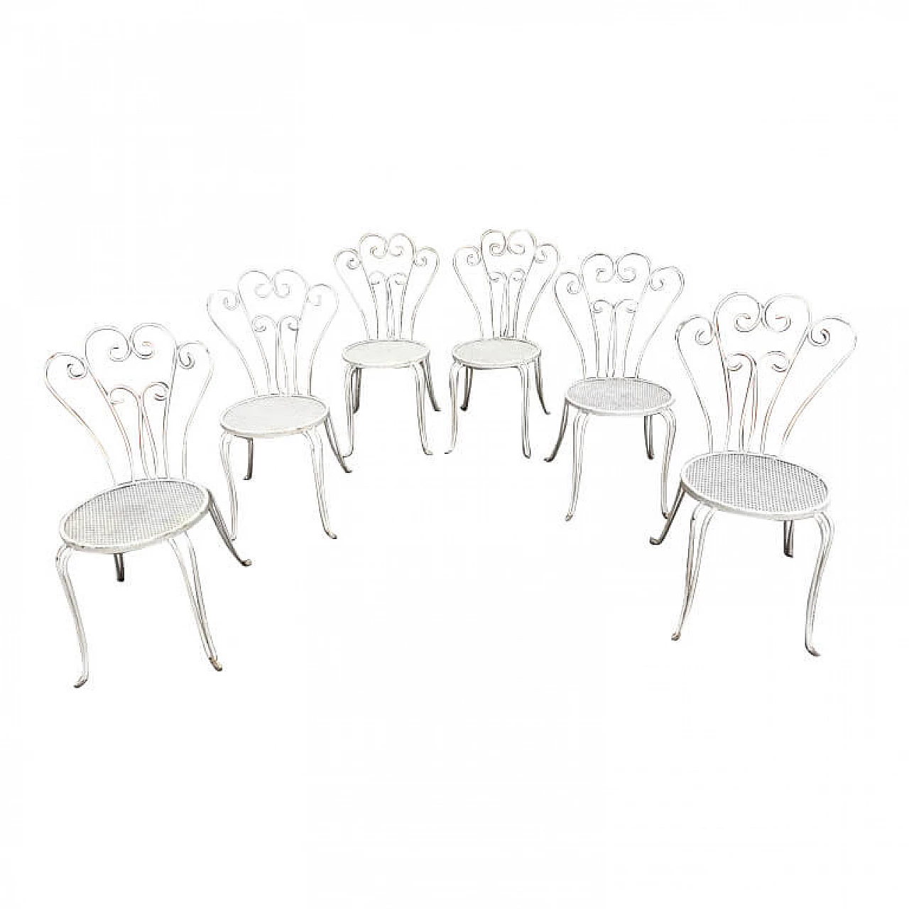 6 White lacquered iron garden chairs by Casa e Giardino, 1950s 5