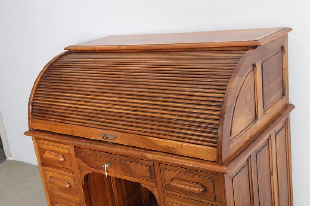 Scrivania in stile Art Decò in noce massello, anni '40 9