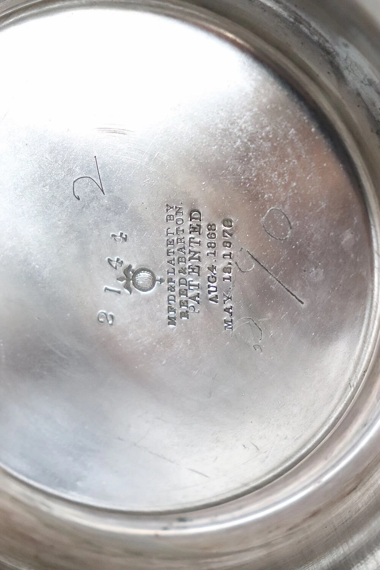 Caraffa placcata argento con marchio Reed & Barton, '800 12