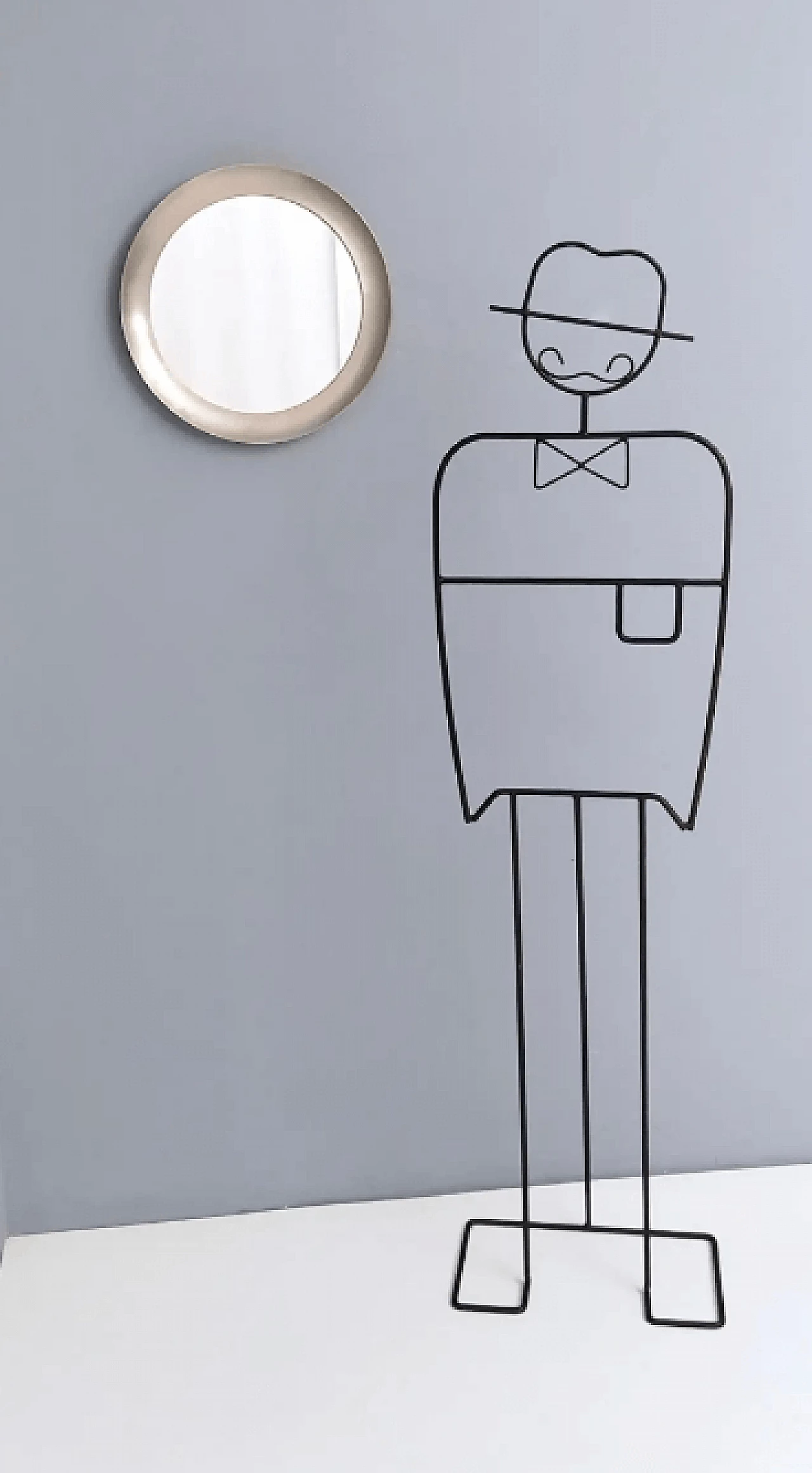 Specchio Narciso rotondo con cornice in acciaio di S. Mazza per Artemide, anni '50 2