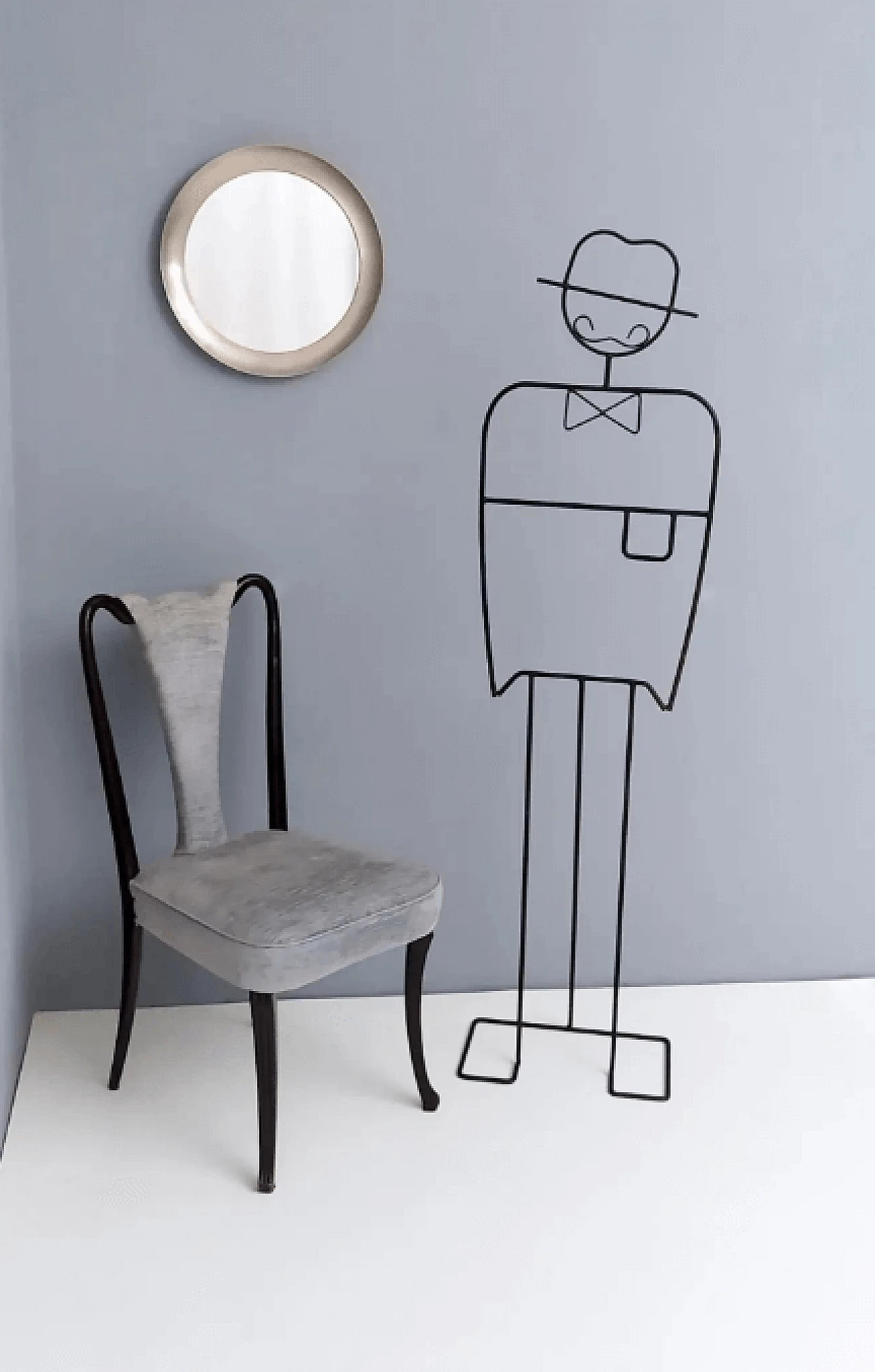 Specchio Narciso rotondo con cornice in acciaio di S. Mazza per Artemide, anni '50 3