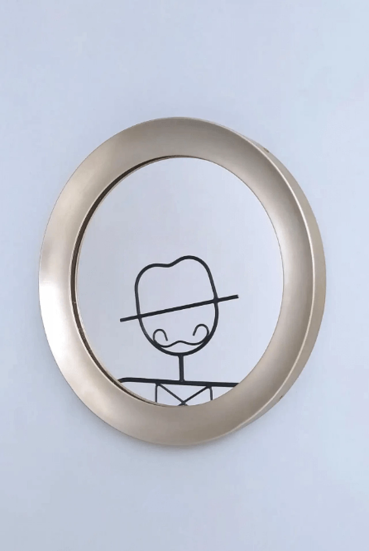 Specchio Narciso rotondo con cornice in acciaio di S. Mazza per Artemide, anni '50 4