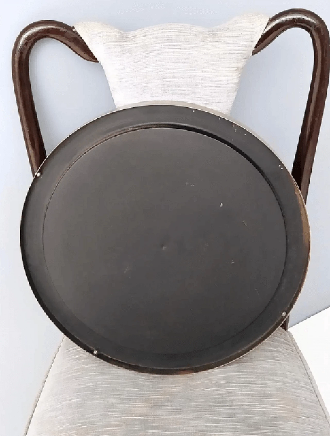 Specchio Narciso rotondo con cornice in acciaio di S. Mazza per Artemide, anni '50 7