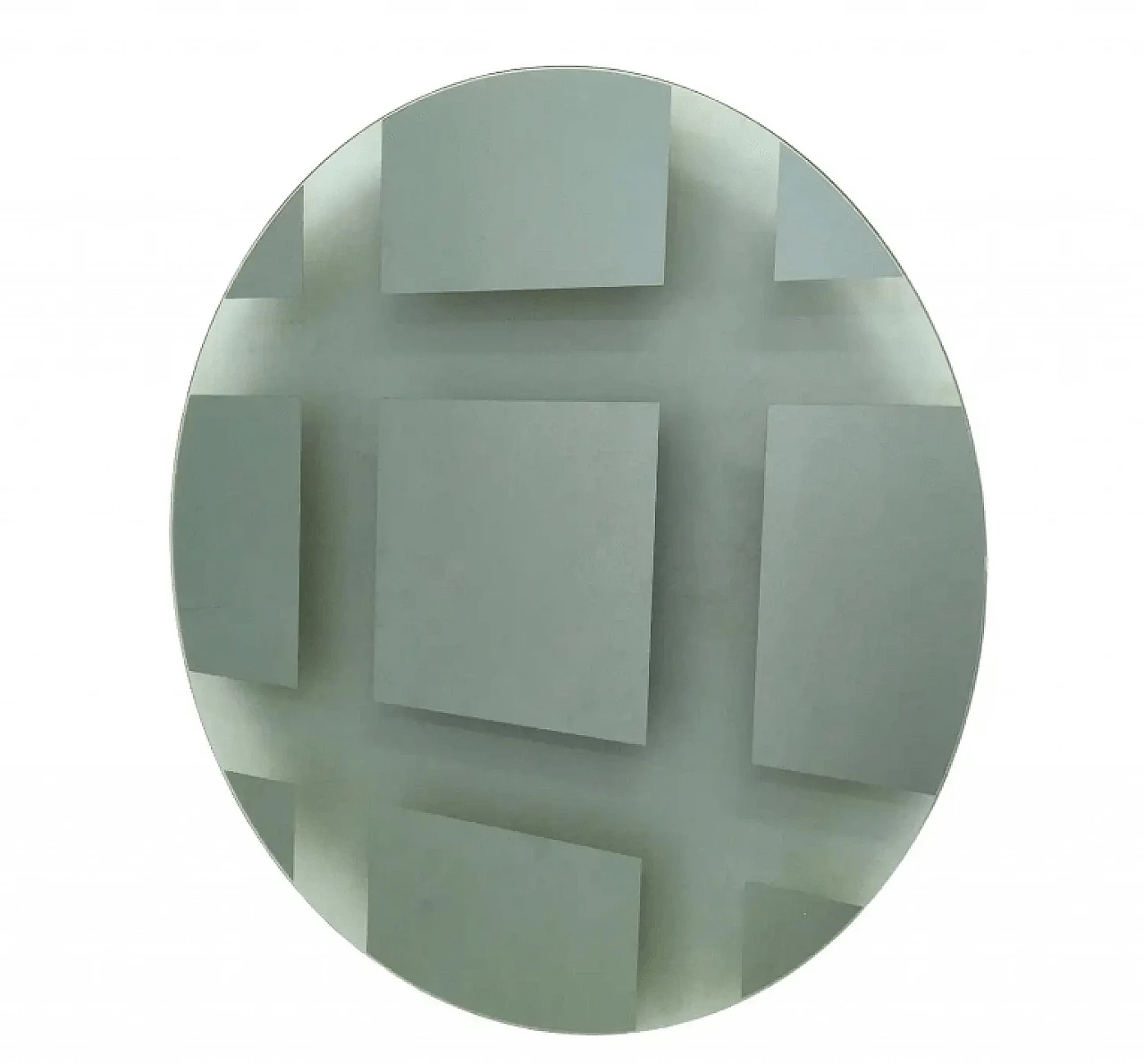 Specchio da parete rotondo grigio-verde Andromeda di Nanda Vigo, anni '70 1