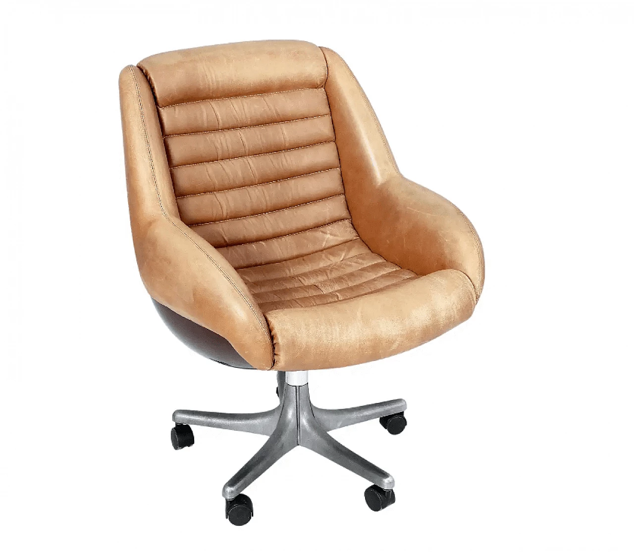 Epoca, leather swivel chair by Marco Zanuso for Arflex, 1970s 1