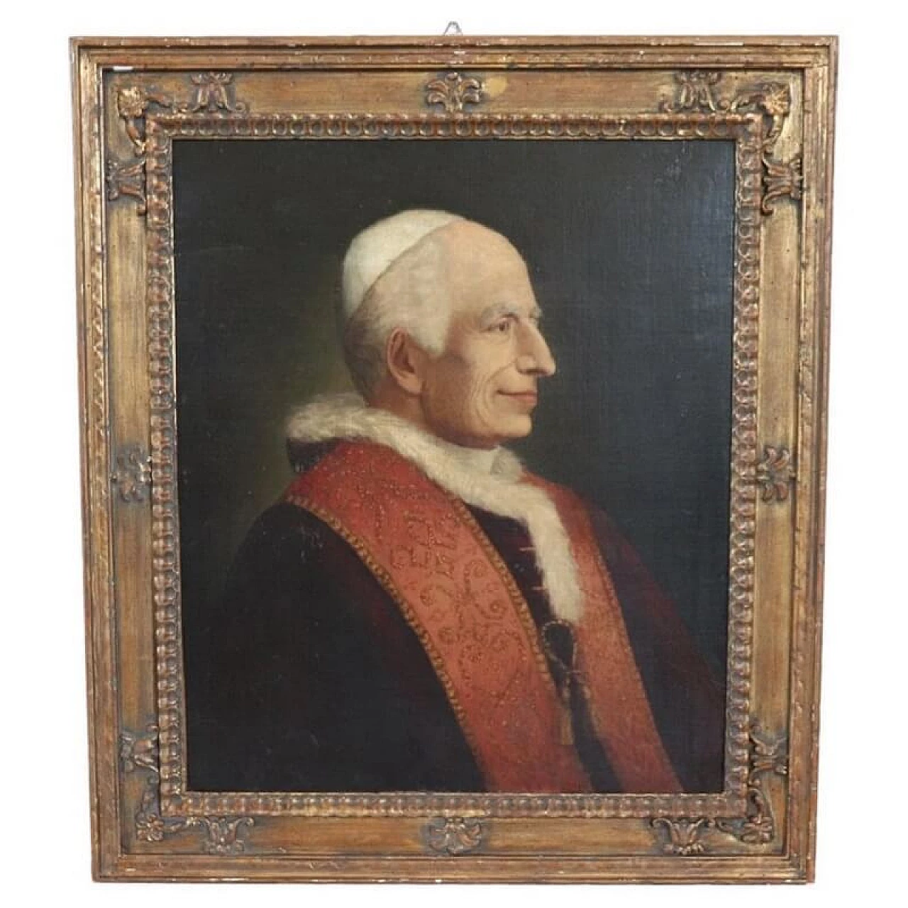 Oil on canvas portrait of Pope Leo XIII with frame, 19th century 1