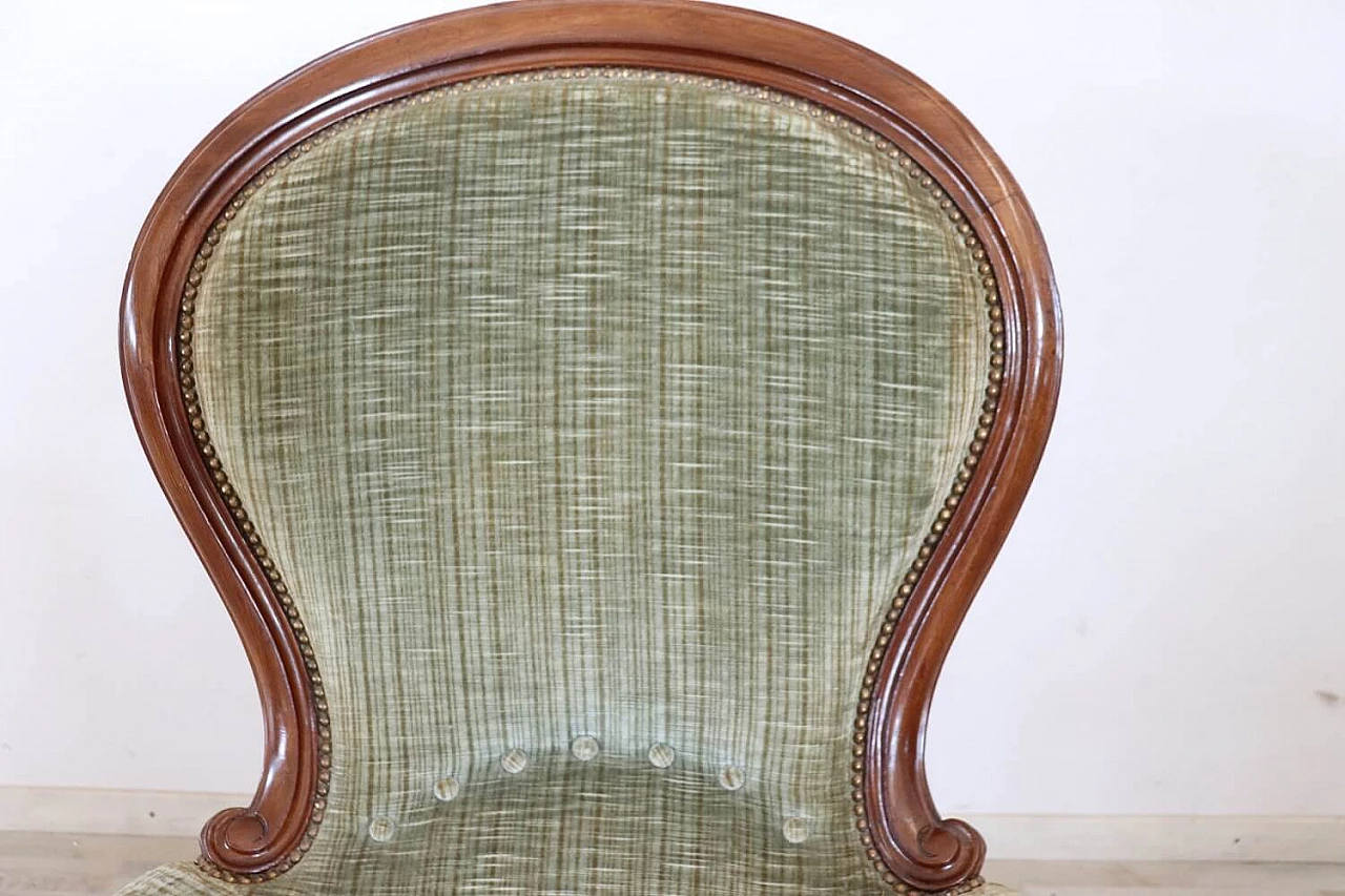 Louis Philippe style armchair in walnut and velvet, 19th century 4