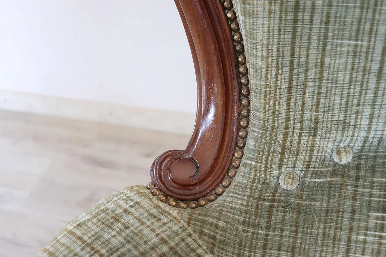 Louis Philippe style armchair in walnut and velvet, 19th century 8