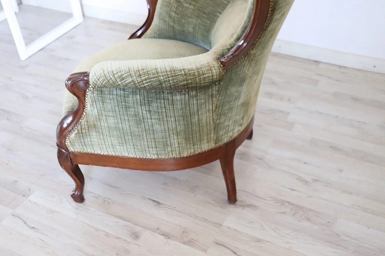 Louis Philippe style armchair in walnut and velvet, 19th century 9