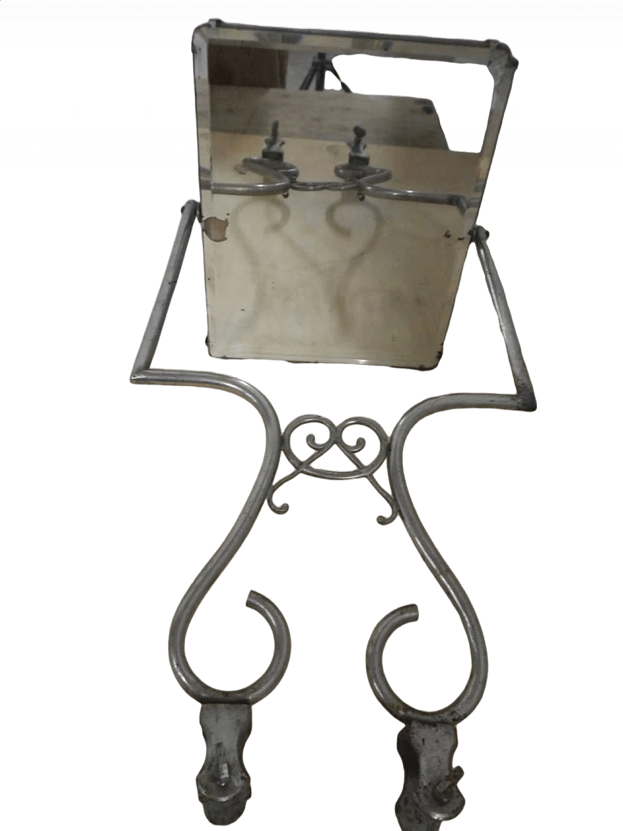 Specchio con supporto in metallo cromato, anni '40 12