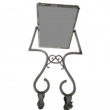 Mirror with chrome-plated metal stand, 1940s