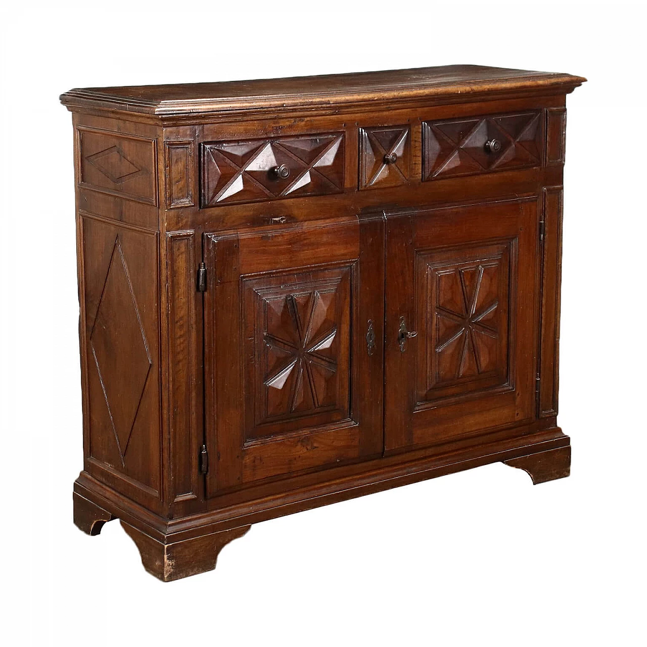 Credenza Barocca in legno di noce e pioppo, '700 1