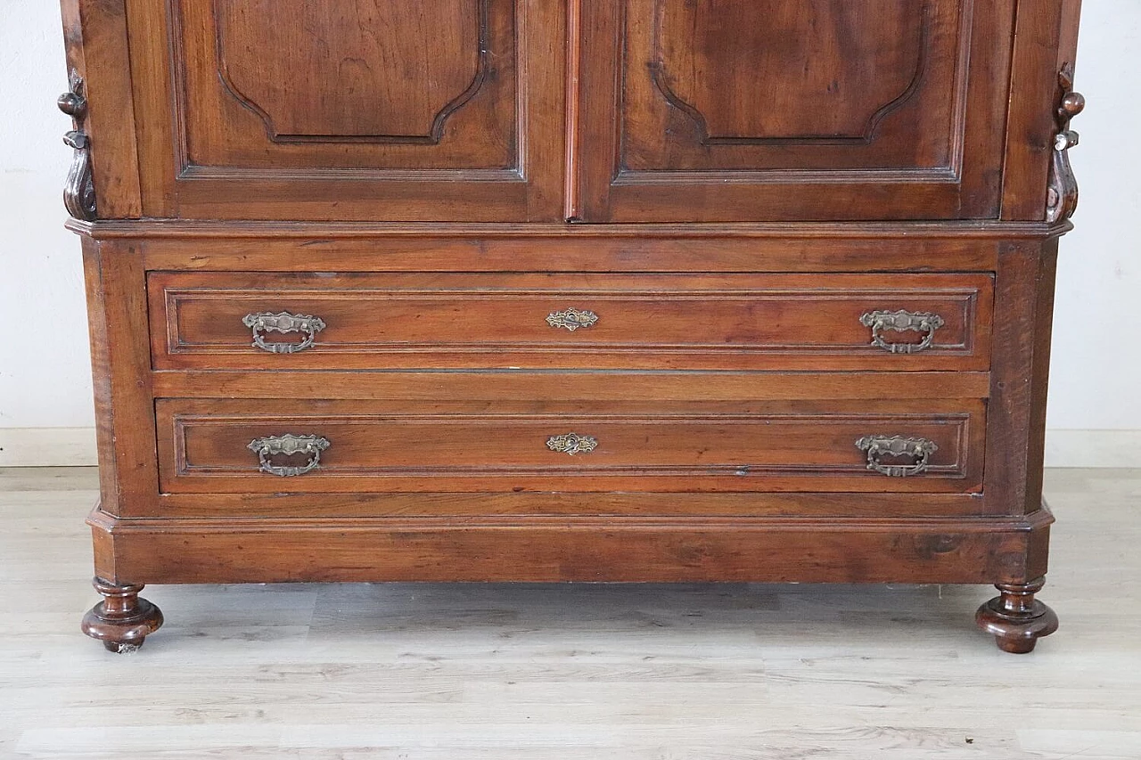 Solid walnut wardrobe with drawers, 19th century 2