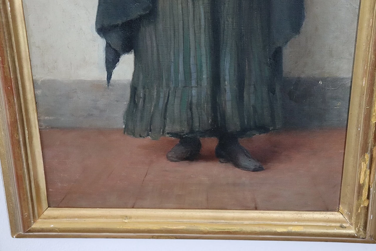 Oil on canvas depicting little girl with accordion by Angelo Vernazza, 20th century 4